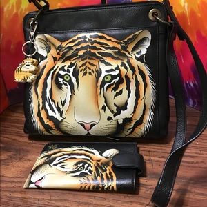 Anuschka Bengal Tiger Crossbody Organizer w/Eyeglass Case